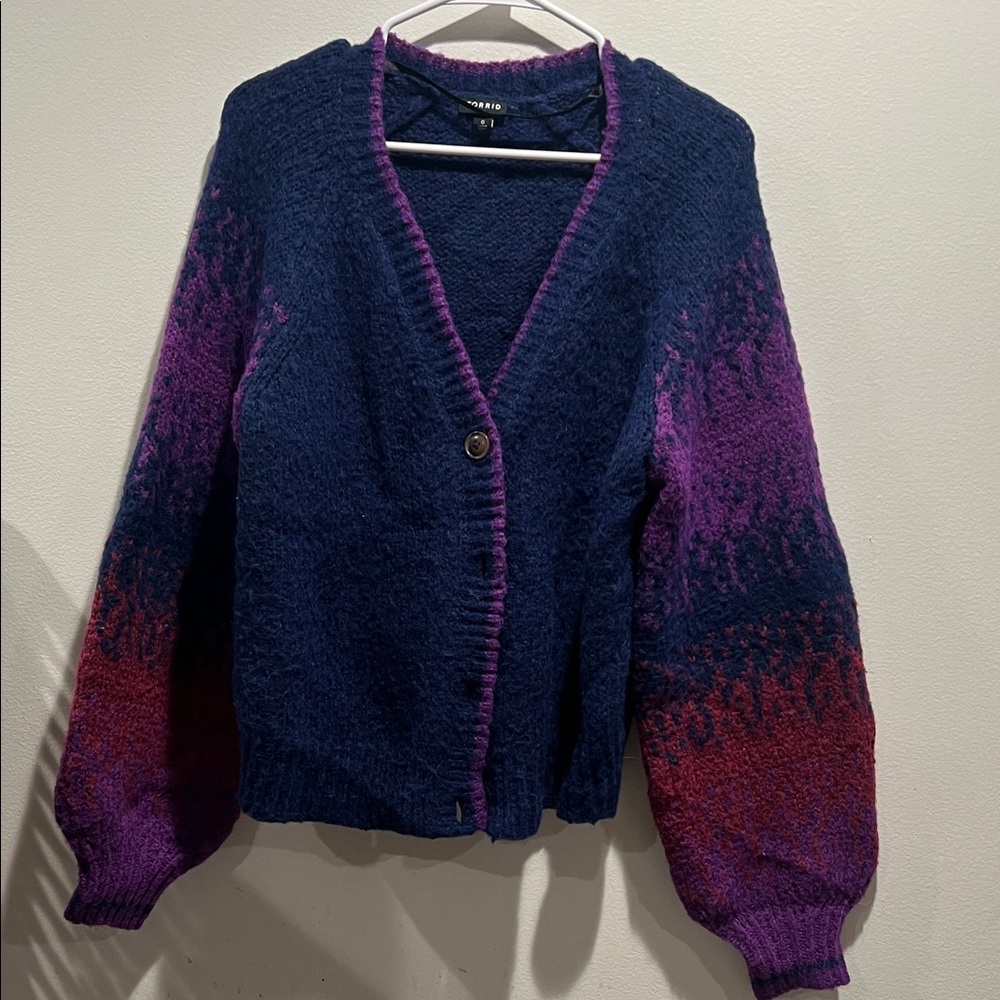 Torrid Blue and Purple Women's Cardigan Sweater